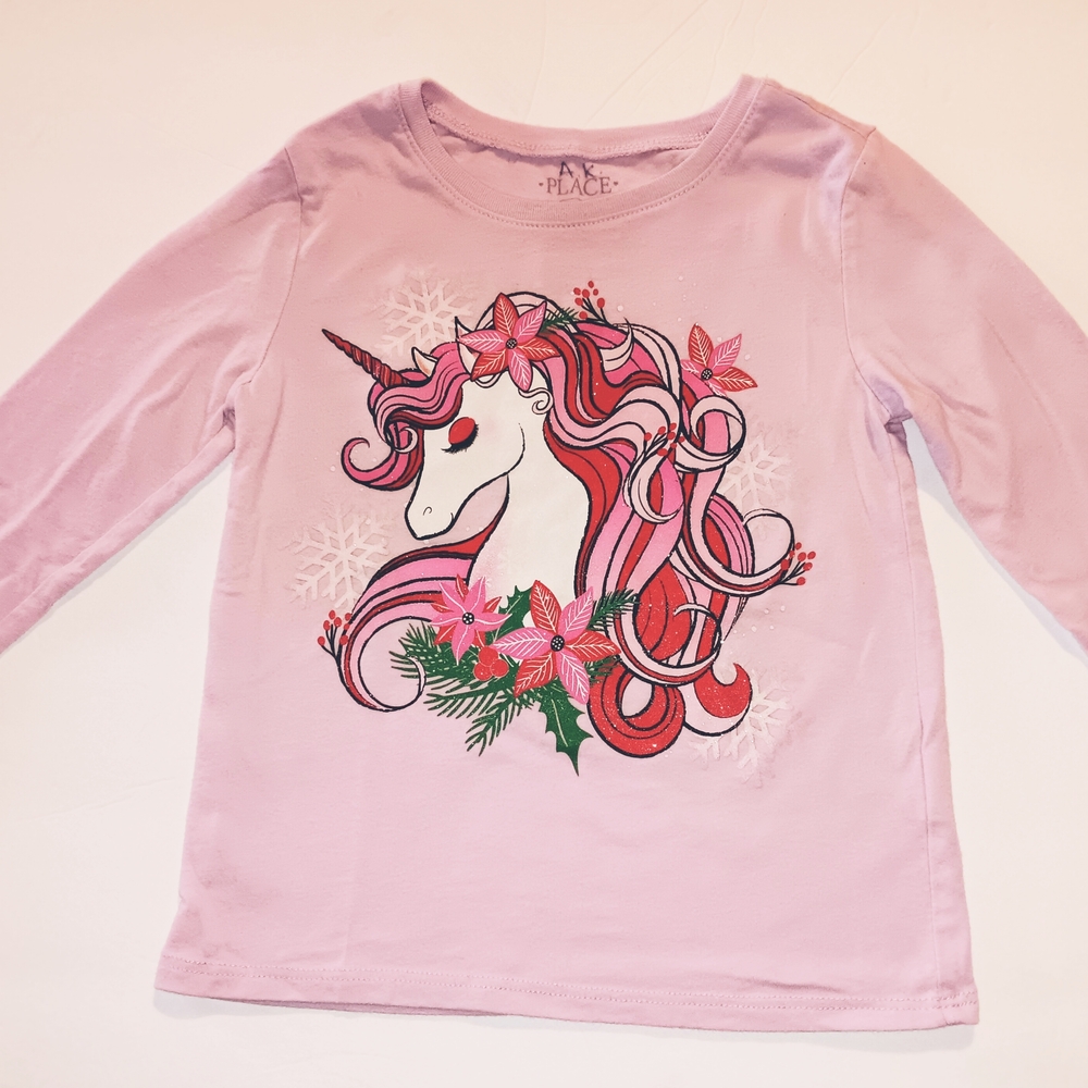 The Children's Place Light Pink Unicorn Long Sleeve Tee